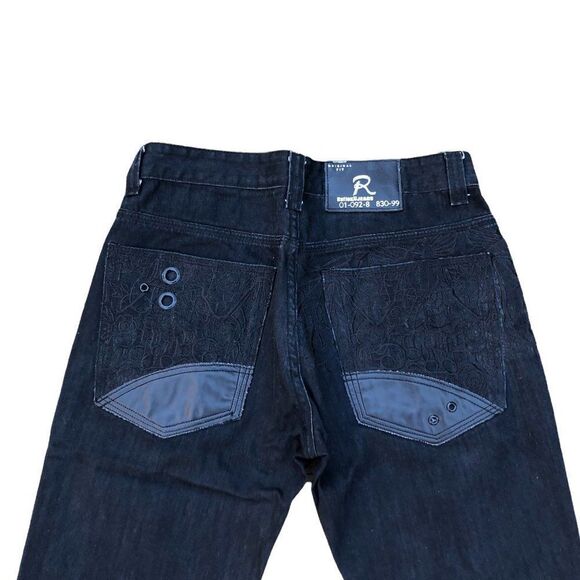 REFLEX Embroidered Jeans Size 30 Black - Picture 5 of 8